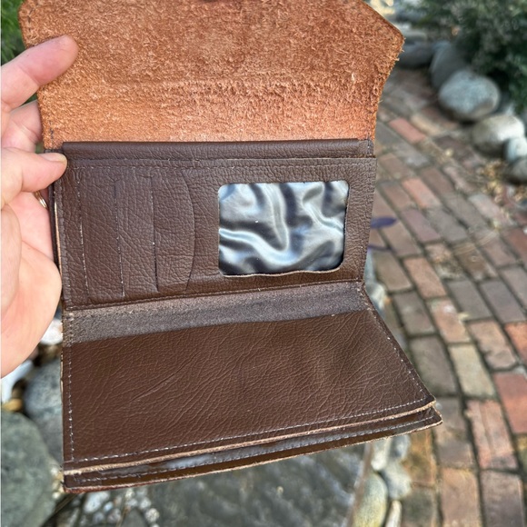 Lucky Thirteen Biker Style Leather Wallet Brown with Checkbook Insert - Picture 3 of 5